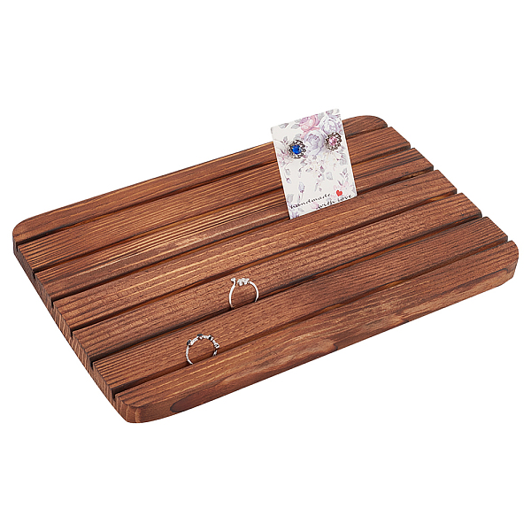 

PandaHall Wooden Slotted Display Stands, Card Holder, Rectangle, 6 Slots, for Wedding, Party, Camel, 275x170x16mm Wood Brown