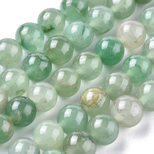 PandaHall Natural Green Aventurine Beads Strands, Grade B, Round, 8~8.5mm, Hole: 1mm, about 47pcs/strand, 15.5 inch Green Aventurine Round