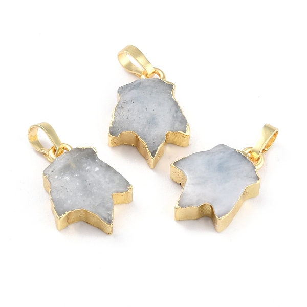 

PandaHall Natural Aquamarine Pendants, with Golden Brass Findings, Leaf, 18~18.5x13x5~5.5mm, Hole: 5.5x3.5mm Aquamarine Leaf