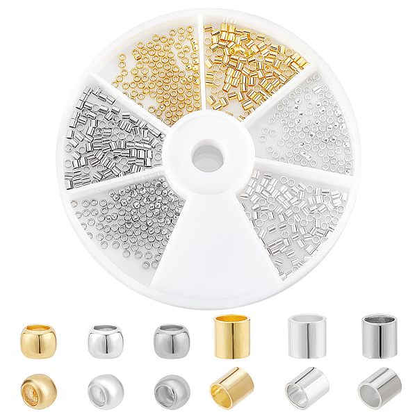 

PandaHall PH 600pcs 18K Gold Plated Crimp Beads Bulk, 3 Colors Loose Spacer Beads 2mm Crimp Tube Beads Rondelle Spacer Beads for Bracelet...