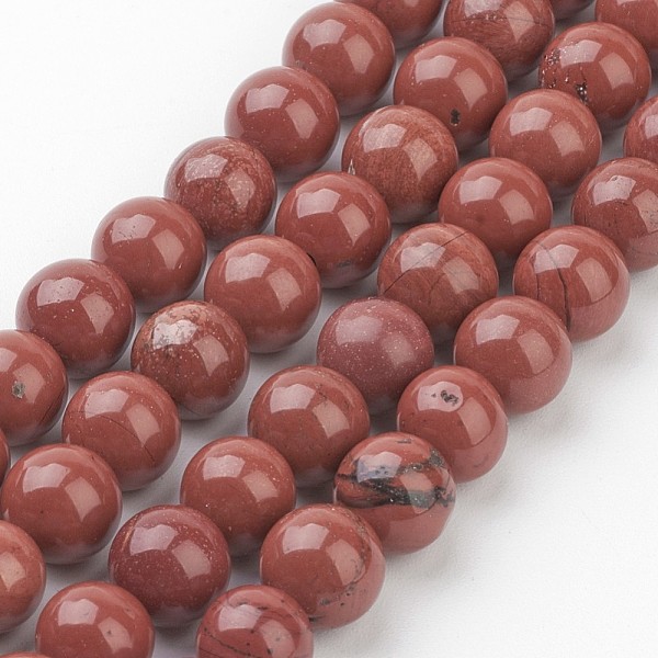 

PandaHall Natural Red Jasper Round Beads Strands, FireBrick, 8mm, Hole: 1mm, about 47pcs/strand, 16 inch Red Jasper Round Red