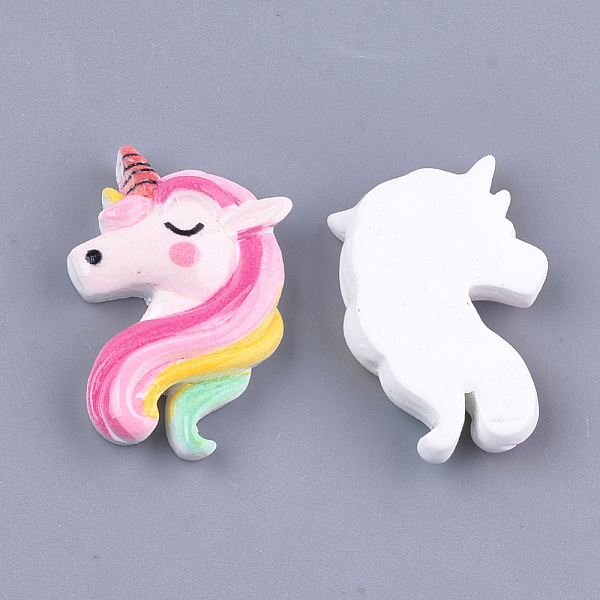 

PandaHall Resin Cabochons, Unicorn, Colorful, 29x20x6mm Resin Unicorn