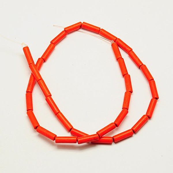 

PandaHall Synthetic Turquoise Beads Strands, Dyed, Column, Orange Red, 13x4mm, Hole: 1mm, about 32pcs/strand, 16 inch Synthetic Turquoise...