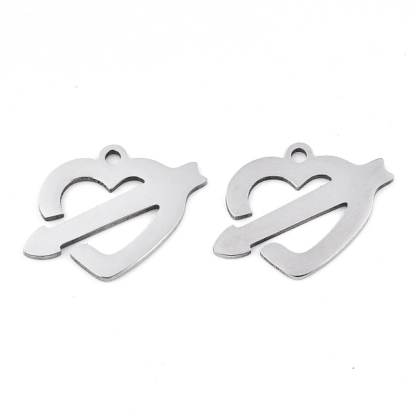 

PandaHall Valentine's Day 201 Stainless Steel Pendants, Laser Cut, An Arrow Through a Heart, Stainless Steel Color, 17x21x0.9mm, Hole: 1.8mm...