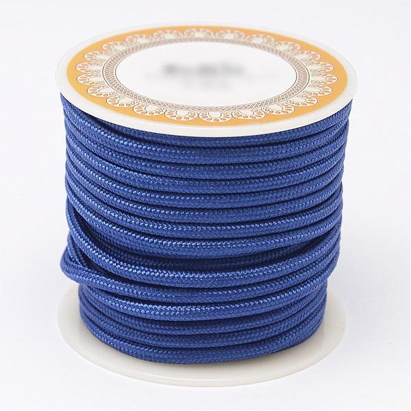 

PandaHall Braided Polyester Cords, Round, Medium Blue, 3mm, about 8.74 yards(8m)/roll Polyester Blue
