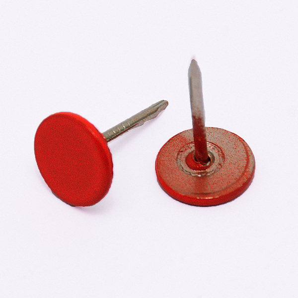 

PandaHall Iron Flat Head Push Pins, Drawing Pins, Thumb Tack, for Home, School, Red, 16.3x10.5mm, Pin: 1.3mm Iron Red