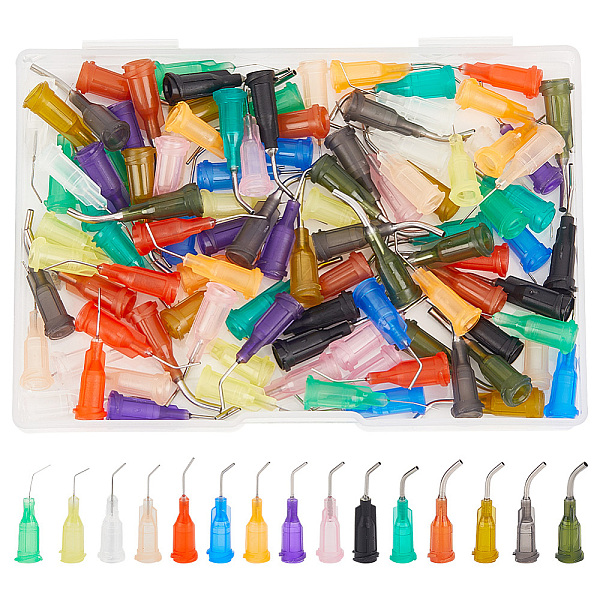 

PandaHall FINGERINSPIRE 120Pcs Blunt Tip Dispensing Needles Pre-Bent Needle Tips -15 Mixed Size 14G-34G for for Oil or Glue Applicator..., Multicolor