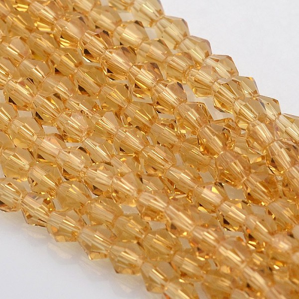 

PandaHall Bicone Glass Beads Strands, Faceted, Peru, 3.5x3mm, Hole: 1mm, about 113~115pcs/strand, 36~36.5cm Glass Bicone Brown