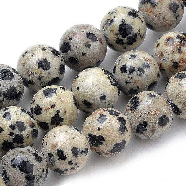 

PandaHall Natural Dalmatian Jasper Beads Strands, Round, 10mm, Hole: 1mm, about 38pcs/strand, 15.7 inch Dalmatian Jasper Round