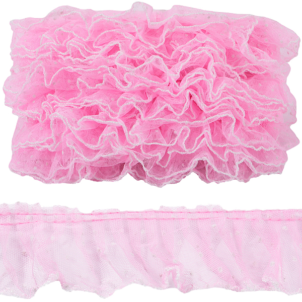 

PandaHall GORGECRAFT 11 Yards Ruffled Lace Trim 2.4 Inch Wide Pleated Embroidered Organza Tulle Lace Edge Ribbon Wedding Bridal Dress...