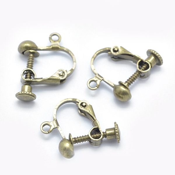 

PandaHall Brass Screw On Clip-on Earring Findings, Spiral Ear Clip, For Non-Pierced Ears, Nickel Free, Antique Bronze, 18x14x3mm, Hole...