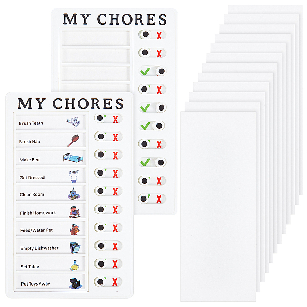 

PandaHall GORGECRAFT 2 Style Portable Chore Chart Memo Boards to Do List Board Daily Schedule Planner My Chores Checklist Task Board with 10..., White