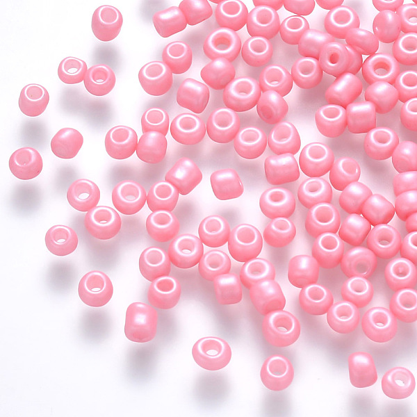 

PandaHall 6/0 Baking Paint Glass Round Seed Beads, Pink, 4~5x3~4mm, Hole: 1~2mm, about 4500pcs/pound Glass Pink