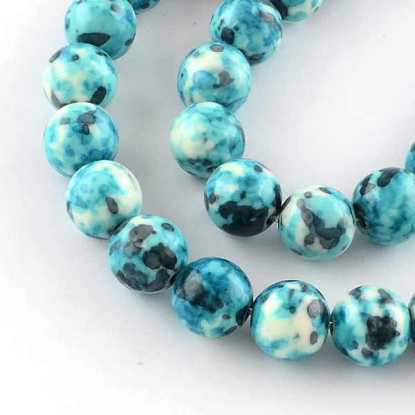 

PandaHall Dyed Natural Ocean White Jade Round Bead Strands, Turquoise, 8mm, Hole: 1mm, about 48pcs/strand, 14.9 inch Ocean White Jade Round..., Green