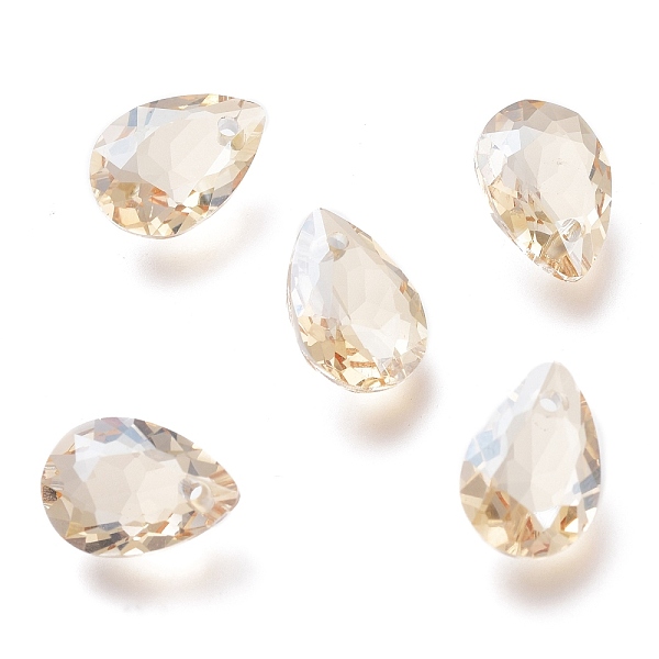 

PandaHall Glass Rhinestone Pendants, Faceted, Teardrop, Golden Shadow, 11.5x8x5mm, Hole: 1.5mm Rhinestone Teardrop Gold