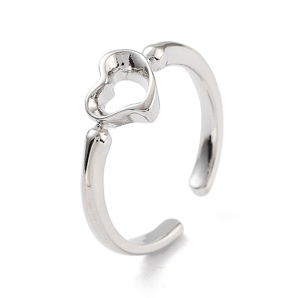 

PandaHall Brass Open Cuff Rings for Women, Heart, Platinum, Inner Diameter: 17.8mm Brass Heart