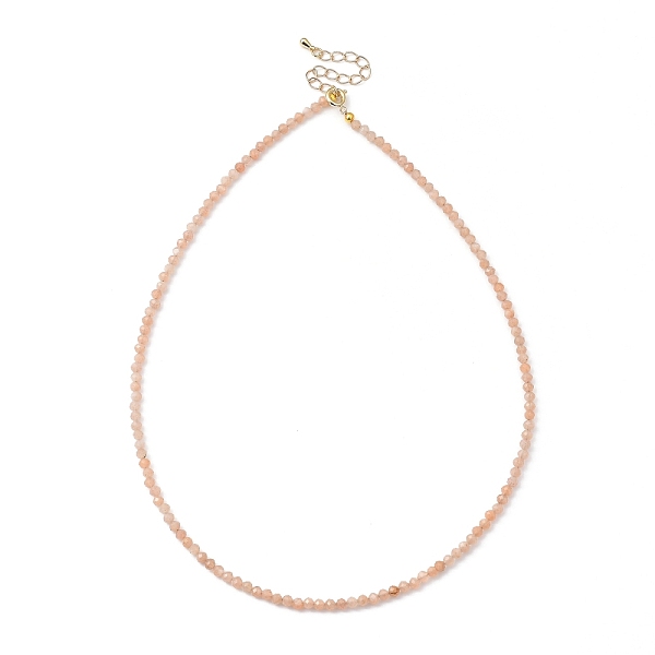 

PandaHall Natural Sunstone Beaded Necklaces, with Golden Plated Brass Chain Extender and Spring Ring Clasps, Golden, 17.32~17.52 inch...