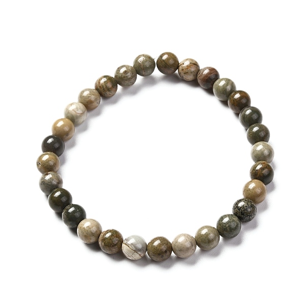 

PandaHall Natural Silver Leaf Jasper Round Beads Stretch Bracelet for Men Women, Bead: 7mm, Inner Diameter: 2-1/8 inch(5.5cm) Silver Leaf...