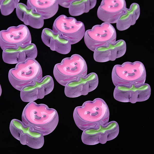 

PandaHall Transparent Acrylic Beads, with Enamel, Frosted, Tulip Flower, Orchid, 24.5x20x9mm, Hole: 3mm Acrylic Flower Purple