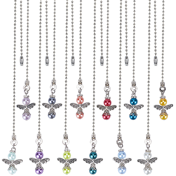 

PandaHall CRASPIRE 12 Color Angle Ceiling Fan Pull Chain Extender Charm Pendant Crystal Decorative 12.6 Inch Extension Connector Ball Bead..., Multicolor