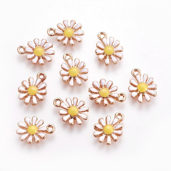 

PandaHall Alloy Enamel Pendants, Chrysanthemum, Light Gold, White, 13x16x3mm, Hole: 1.4mm Alloy+Enamel Flower White