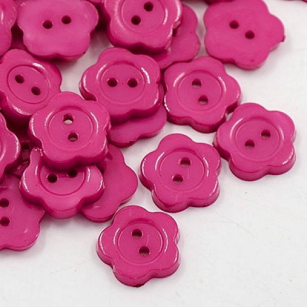 PandaHall Acrylic Sewing Buttons for Costume Design, Plastic Buttons, 2-Hole, Dyed, Flower Wintersweet, Deep Pink, 20x2mm, Hole: 1mm Acrylic...