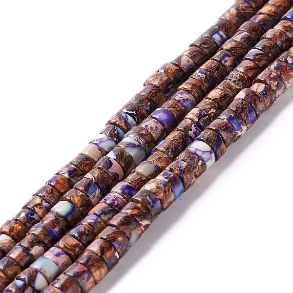 

PandaHall Assembled Synthetic Bronzite and Imperial Jasper Beads Strands, Dyed, Heishi Beads, Flat Round/Disc, Mauve, 6x3mm, Hole: 0.8mm..., Purple