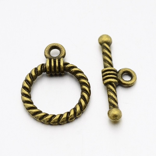 

PandaHall Tibetan Style Alloy Toggle Clasps, Cadmium Free & Nickel Free & Lead Free, Ring, Antique Bronze, Ring: 19x14x3mm, Hole: 2mm, Bar...