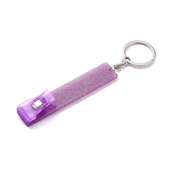 

PandaHall Ferroalloy, Plastic and Acrylic Keychain, with Glitter Powder, Contactless Card Extractor, for Long Nail Card Extractor Keychain..., Purple