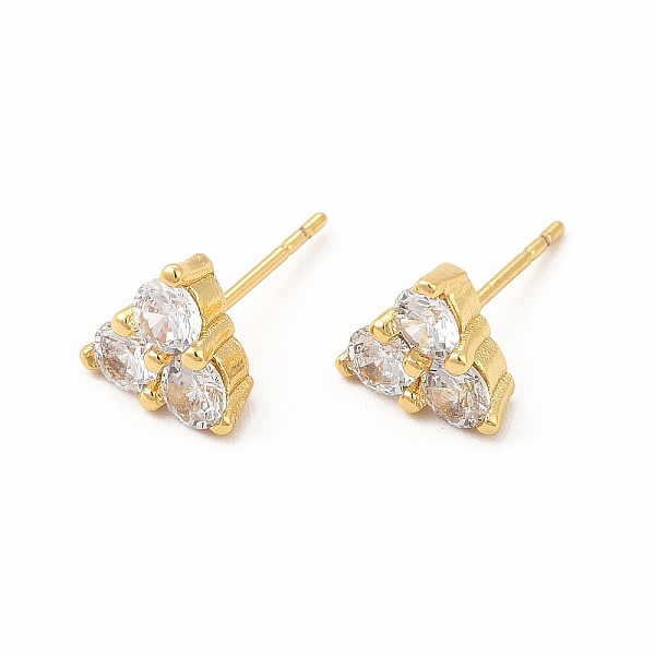 Brass Micro Pave Cubic Zirconia Stud Earrings For Women