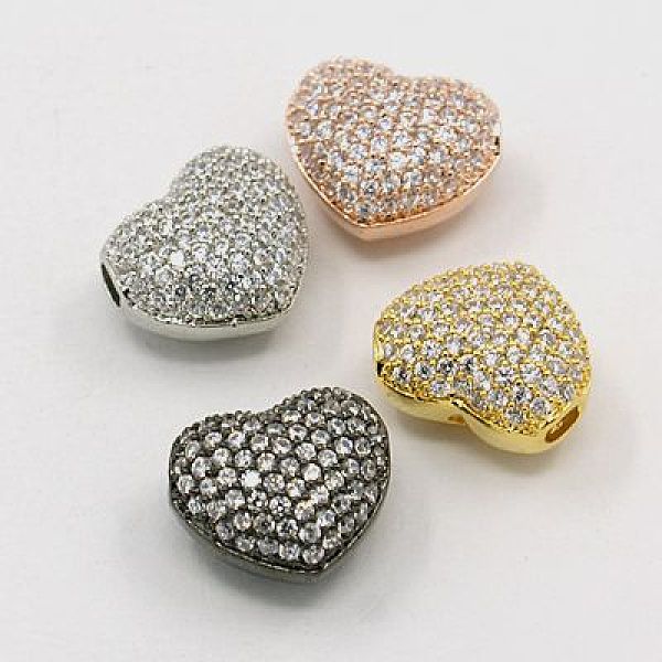 

PandaHall Hollow Heart Brass Cubic Zirconia Beads, Mixed Color, 12x13.5x8mm, Hole: 1mm Brass+Cubic Zirconia Heart