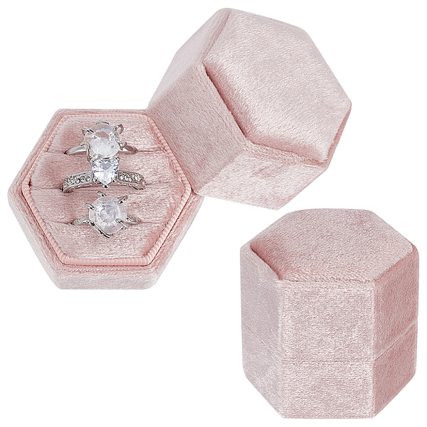 

PandaHall 3-Slot Hexagonal Velvet Ring Boxes, Jewelry Gift Boxes for Rings, Stud Earrings Storage, Lavender Blush, 4.65x5.3x5.05cm Velvet...