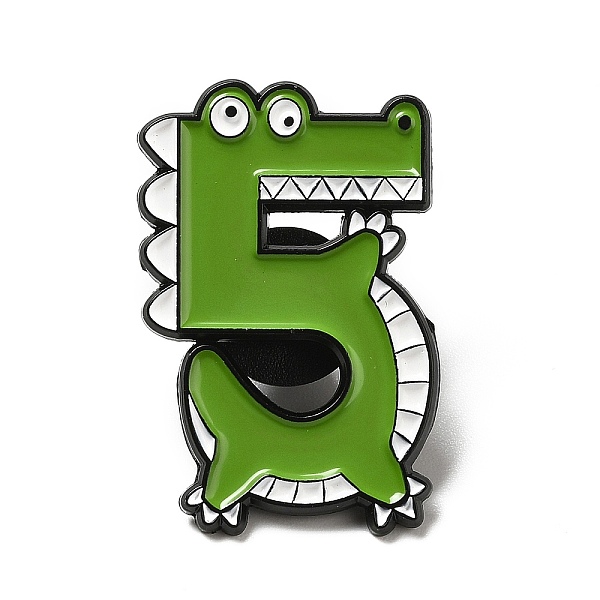

PandaHall Number Enamel Pin, Electrophoresis Black Plated Alloy Crocodile Pattern Brooch for Backpack Clothes, Num.5, 30.5x19.5x1.3mm, Pin..., Green
