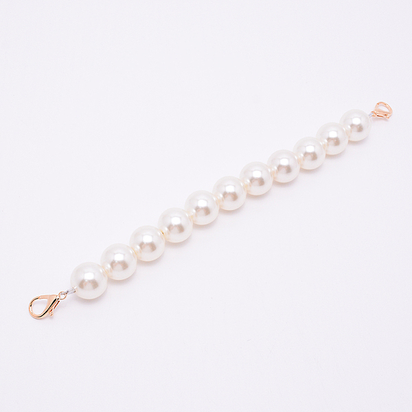 

PandaHall White Acrylic Round Beads Bag Handles, with Zinc Alloy Lobster Clasps and Steel Wire, for Bag Replacement Accessories, Light Gold...