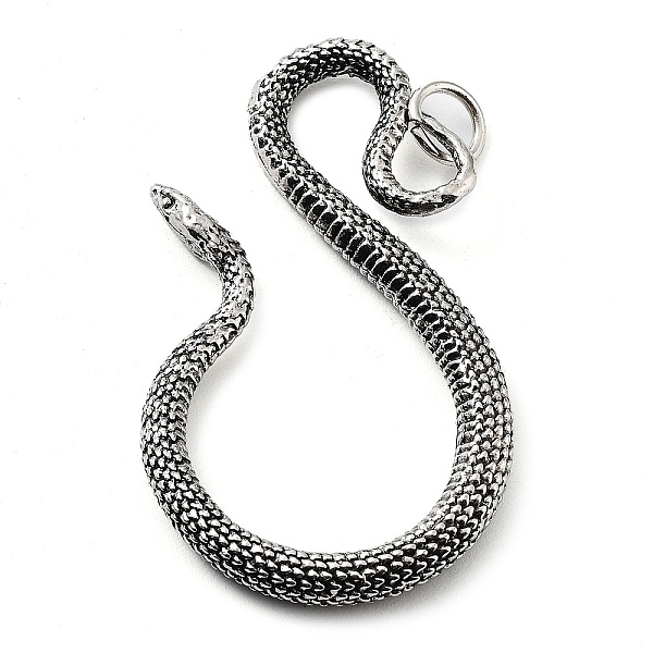 

PandaHall Tibetan Style Alloy Pendants, Snake Charms, Antique Silver, 55.5x32x5mm, Hole: 5.8mm Alloy Snake