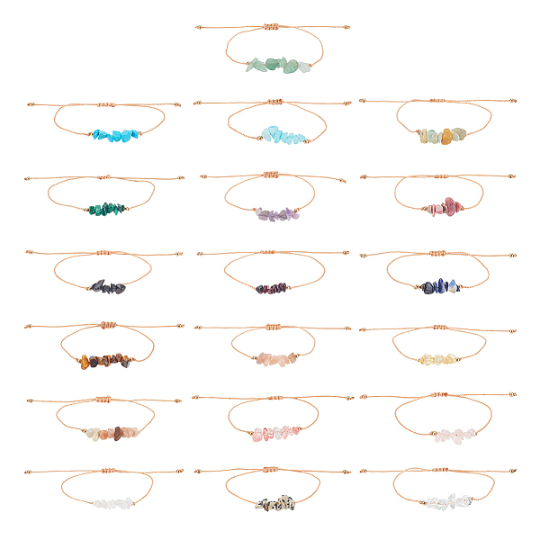

PandaHall ANATTASOUL 19Pcs 19 Styles Natural & Synthetic Mixed Gemstone & Glass Chips Braided Bead Bracelets Set for Women, Inner Diameter...