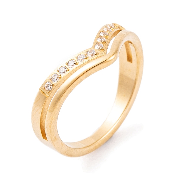 

PandaHall 304 Stainless Steel Finger Ring for Women, with Cubic Zirconia, Golden, 9mm, US Size 6~9(16.5~18.9mm) Stainless Steel+Cubic..., Clear