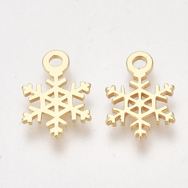 

PandaHall Brass Charms, Snowflake, Nickel Free, Real 18K Gold Plated, 12x8x1mm, Hole: 1.5mm Brass Snowflake