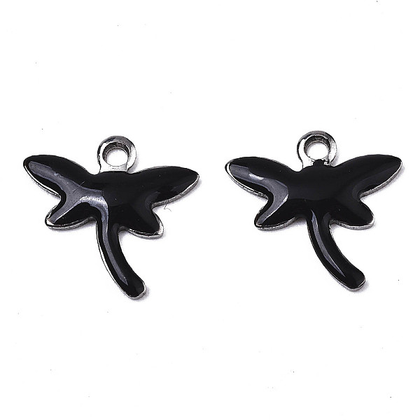 

PandaHall 201 Stainless Steel Enamel Charms, Dragonfly, Stainless Steel Color, Black, 11.5x12x1.5mm, Hole: 1.2mm Stainless Steel+Enamel...