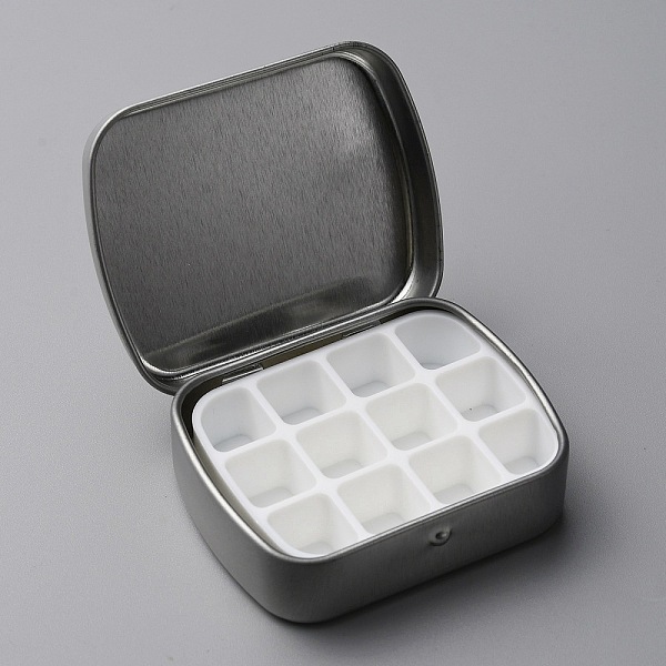 

PandaHall Iron Watercolor Paints & Nail Polish Tins Storage Box, with Plastic 12 Grids, for Nail Art Decoration, Art Painting Paints Storage..., White