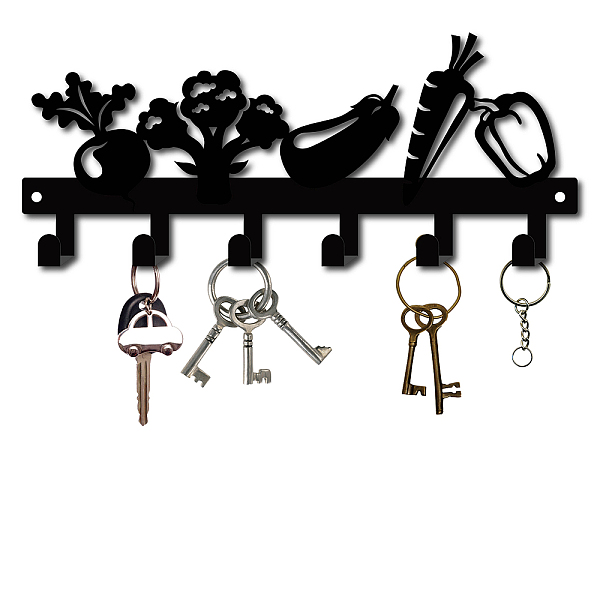 

PandaHall Iron Wall Mounted Hook Hangers, Decorative Organizer Rack with 6 Hooks, for Bag Clothes Key Scarf Hanging Holder, Vegetable...