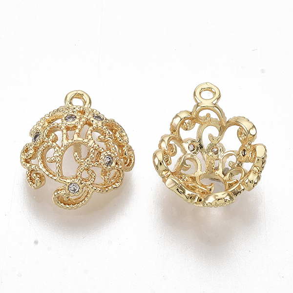 

PandaHall Brass Peg Bails Charms, with Clear Cubic Zirconia, For Half Drilled Beads, Nickel Free, Hollow, Real 18K Gold Plated...