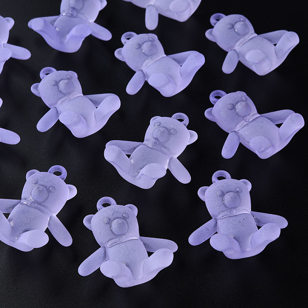 

PandaHall Frosted Acrylic Pendants, Bear, Lilac, 38.5x34x15mm, Hole: 2.5mm, about 94pcs/500g Acrylic Bear Purple