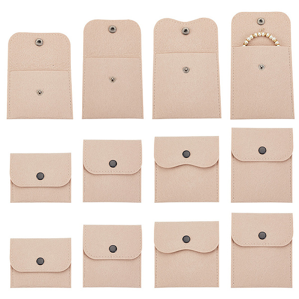 

PandaHall AHANDMAKER 12 Pcs Felt Jewelry Pouch with Snap Button, 4 Size Small Jewelry Organizer Bag Portable Jewelry Gift Bag for Jewelry..., Orange