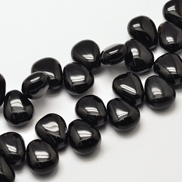 

PandaHall Dyed Natural Black Onyx Teardrop Beads, 18x15x10mm, Hole: 1mm Black Onyx Teardrop