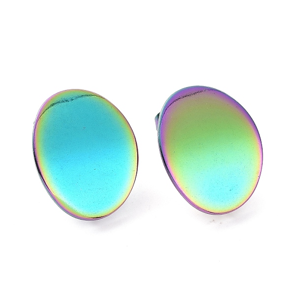 

PandaHall 304 Stainless Steel Stud Earring Findings, with Loop, Curved, Oval, Rainbow Color, 20x16x0.75mm, Hole: 3.5mm, Pin: 0.8mm 304...
