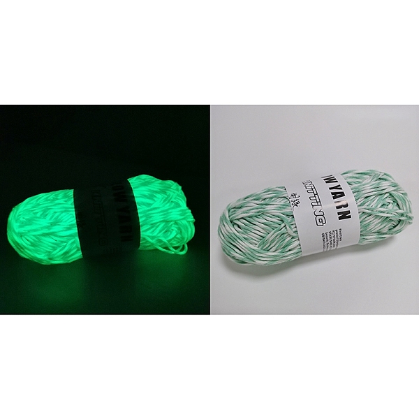 

PandaHall Luminous Two Tone Polyester Yarns, Glow in the Dark Yarn, for Weaving, Knitting & Crochet, Medium Aquamarine, 2mm, about 53m/skein...