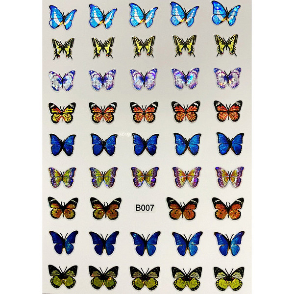 

PandaHall Laser Butterfly Nail Polish Foil Adhesive Decals, for Nail Art Tips Charms Accessories Decoration, Colorful, 96x64mm Paper...