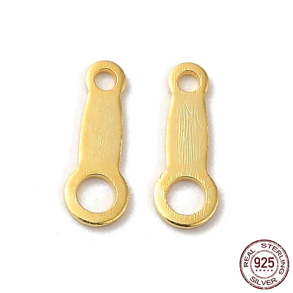 

PandaHall 925 Sterling Silver Links, Chain Tabs, with 925 Stamp, Golden, 8x3x0.4mm, Hole: 0.8&1.6mm Sterling Silver