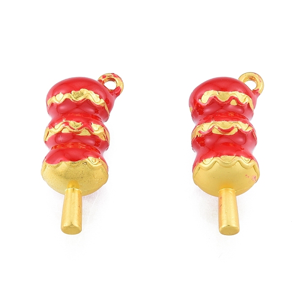 

PandaHall Alloy Enamel Pendants, Matte Style, Sugar-Coated Haws Charms, Matte Gold Color, 22x9x8mm, Hole: 1.2mm Alloy+Enamel Food Red